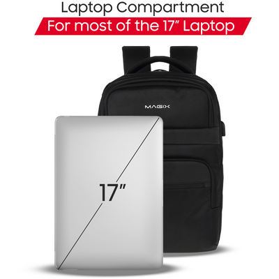 MAGIX 17" Tourer Laptop Backpack with Internal Pocket (BLACK)