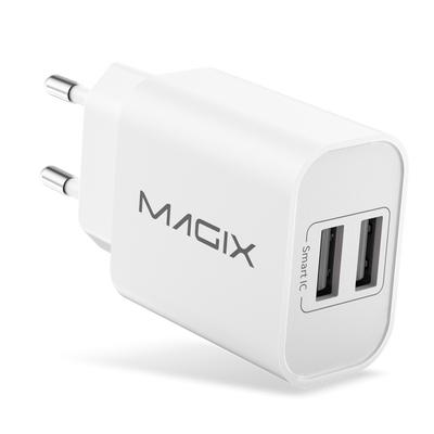 MAGIX 17W Wall Charger, Double USB Port 1A+2.4A - EUR Plug