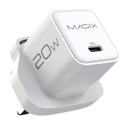 MAGIX 20W NANO GaN Charger PD Power Delivery - UK Plug (WHITE)