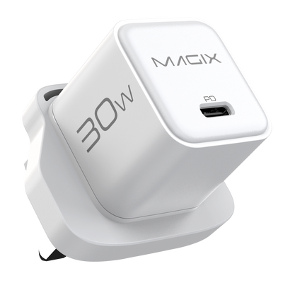 MAGIX 30W NANO GaN Charger PD Power Delivery - UK Plug (WHITE)