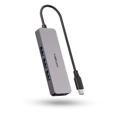 MAGIX 4-Port USB 3.0 USB-C Hub: Aluminum Shell, 5Gbps Data Transfer Speed