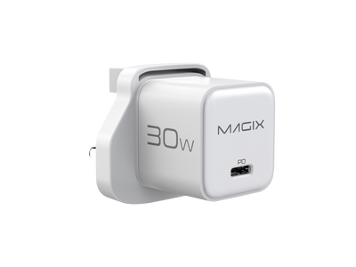 MAGIX 30W NANO GaN Charger PD Power Delivery - UK Plug (WHITE)