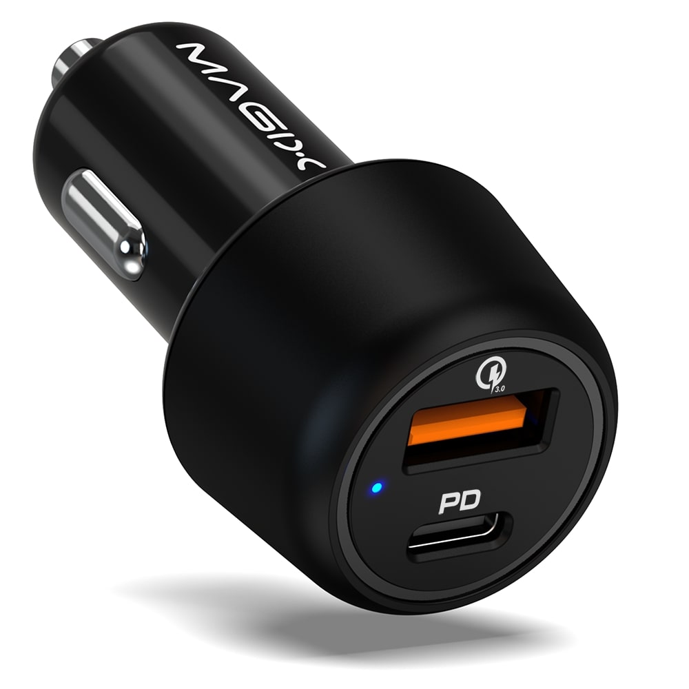 Magix 38W Car Charger Dual port USB-A + USB-C , QC 3.0 18W + PD 20W