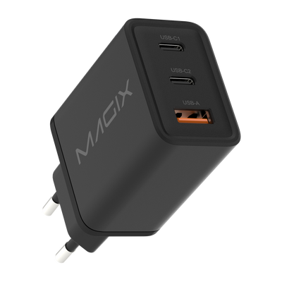 MAGIX 65W 3-Port Plug GaN Charger PD Power Delivery - EUR Plug