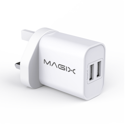 MAGIX 17W Wall Charger, Double USB Port 1A+2.4A - UK Plug