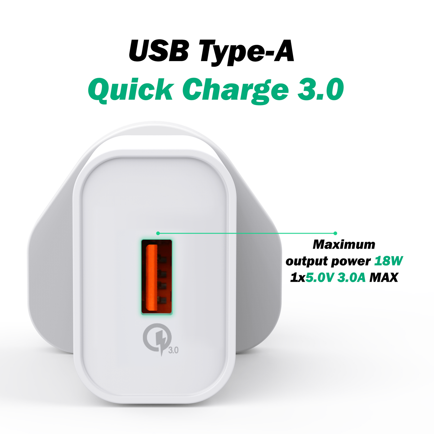 MAGIX 18W Wall Charger, Quick Charge 3.0, 3A - UK Plug