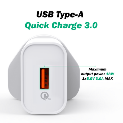 MAGIX 18W Wall Charger, Quick Charge 3.0, 3A - UK Plug